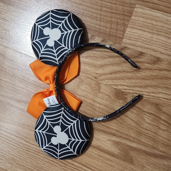 Disney Spider Web Mouse Ears Headband with Orange Bow - Picture 2 of 2
